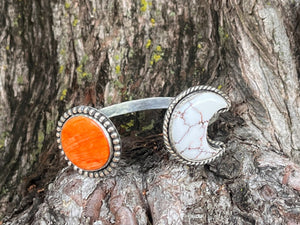 Cuff bracelet Spiny Oyster, Wild Horse Magnesite, Sterling Silver - Taylor Made Silver