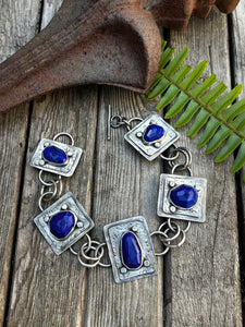 Lapis Sterling Silver Link Bracelet